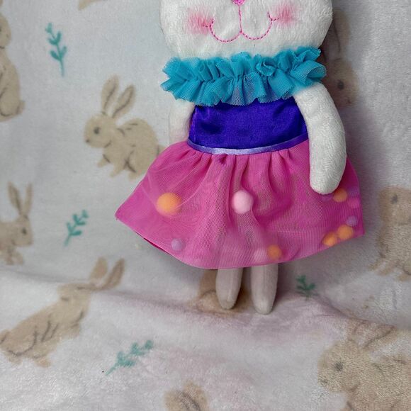 Country Line Bunny Rabbit Plush Zip Purse Easter White Pink Purple - Picture 3 of 10